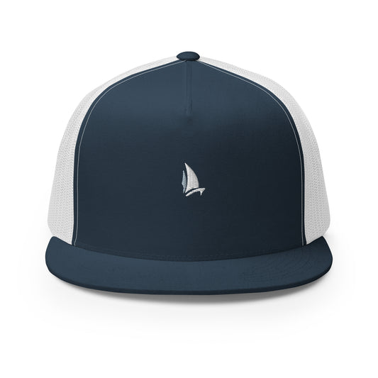 Classic Trucker Straight Cap in Black/White, front view (7)