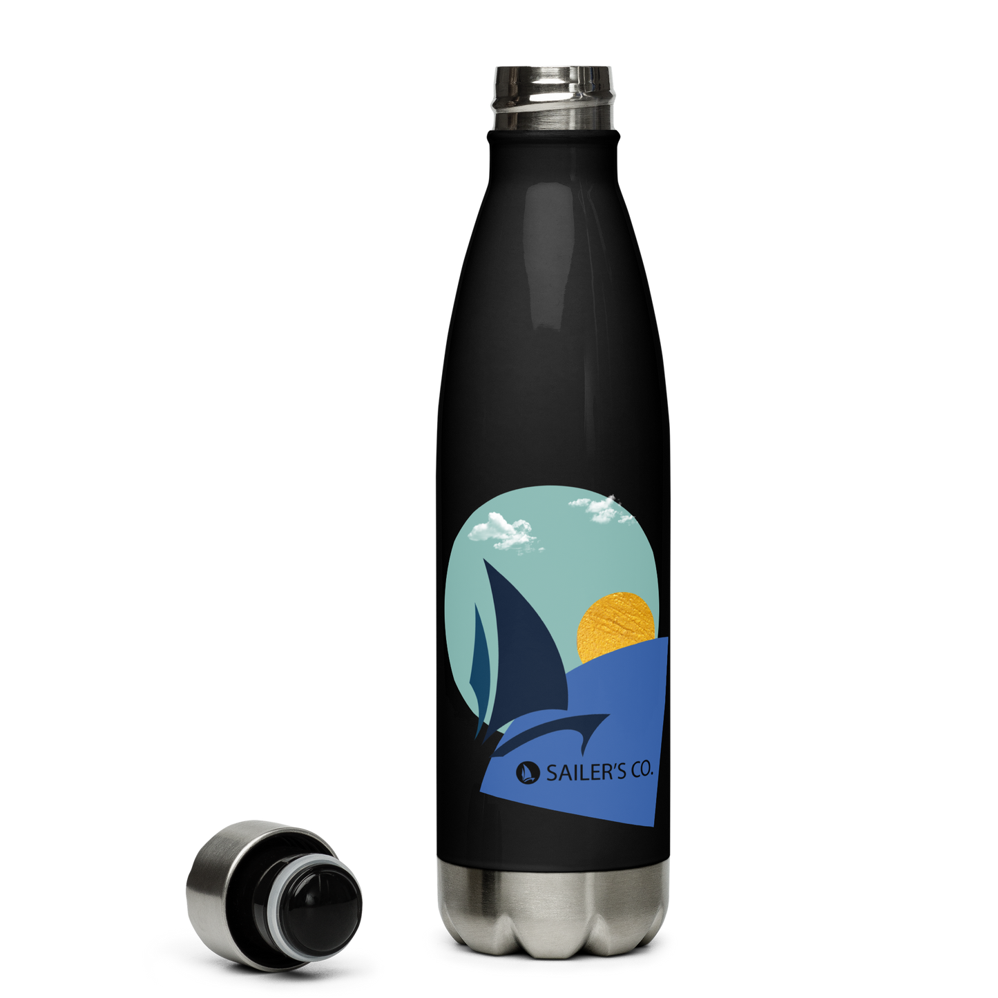 Daring Sunset stainless steel water bottle with vibrant design, perfect for gym and hiking, keeps drinks at ideal temperature.