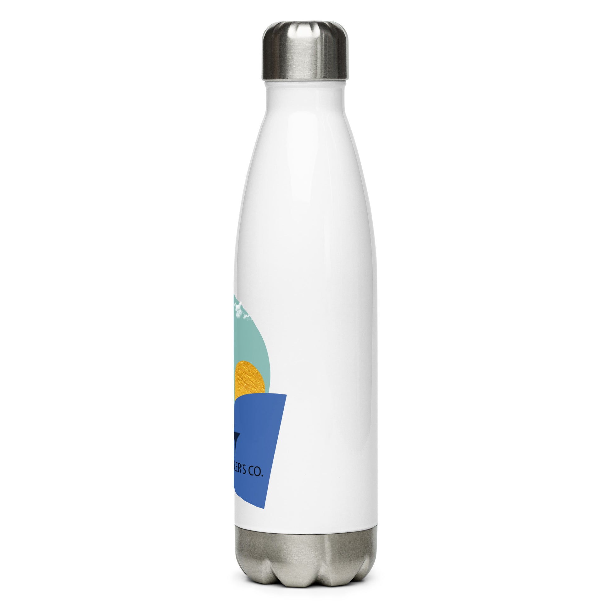 Daring Sunset stainless steel water bottle with vibrant sailboat design, ideal for gym or hike.