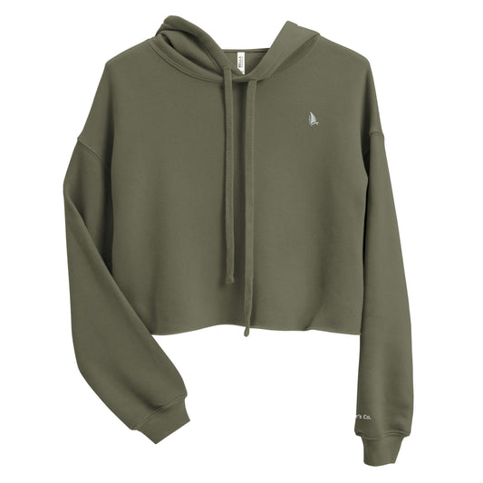Classic Sailer Crop Hoodie in Black, front view