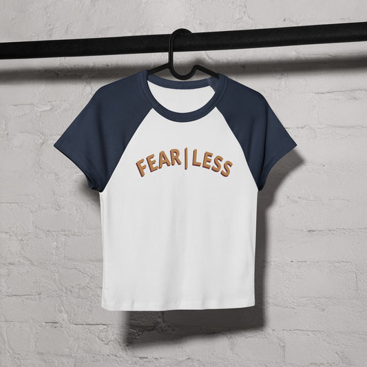 Inspired Fearless Sailer Baby Tee in White/Navy, front view