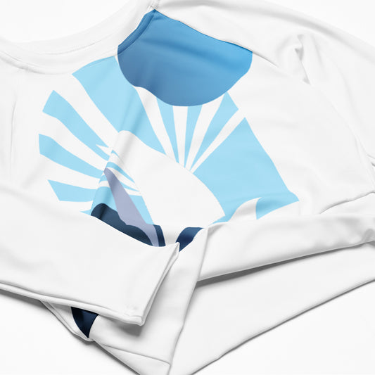 Daring Blues Long-Sleeve Crop Rashie, detail view
