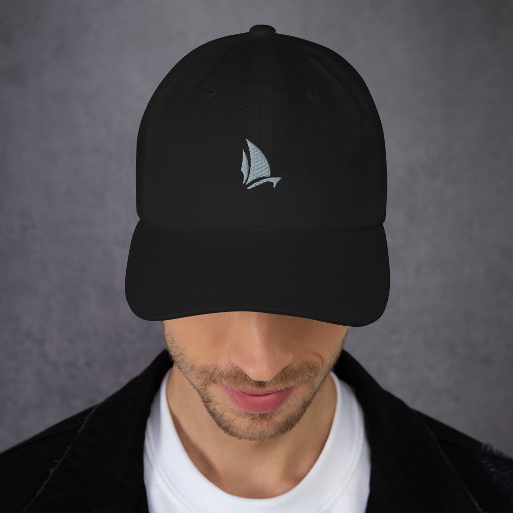 Classic Dad Hat in Black, front view on model