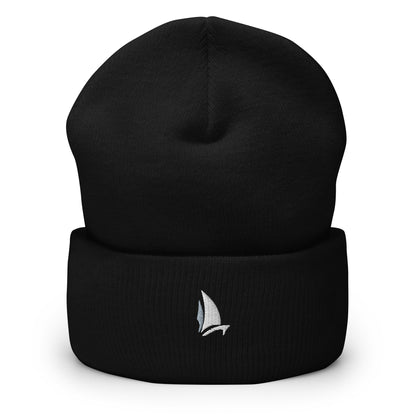 Classic Sailer Cuffed Beanie in Black, front view (2)