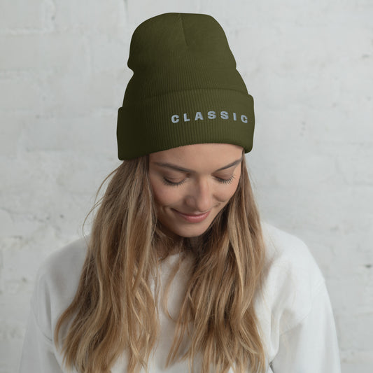 Classic Cuffed Beanie in Black, front view (3)