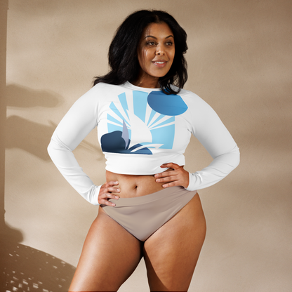 Daring Blues Long-Sleeve Crop Rashie, front view