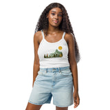 No Limits Climb Higher Crop Tank Top in White, women's front view on model
