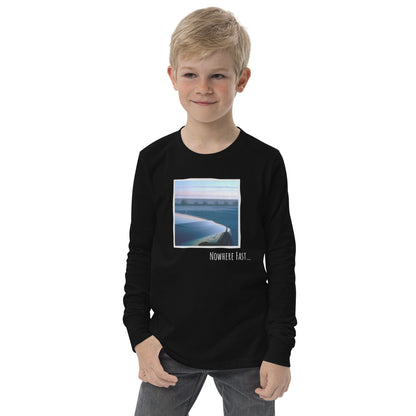 No Limits Nowhere Fast Kids Long-Sleeve T-Shirt in Black, front view on model