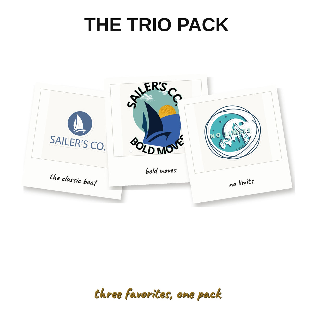 Sailer's Co. Stickers Trio Pack - the pack on polaroid cards