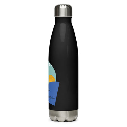 Daring Sunset stainless steel water bottle, sleek black design, insulated for hot and cold drinks on the go.