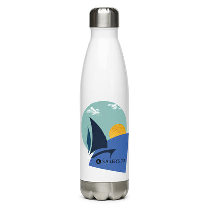Daring Sunset stainless steel water bottle with vibrant sailing design, perfect for gym or hiking adventures.