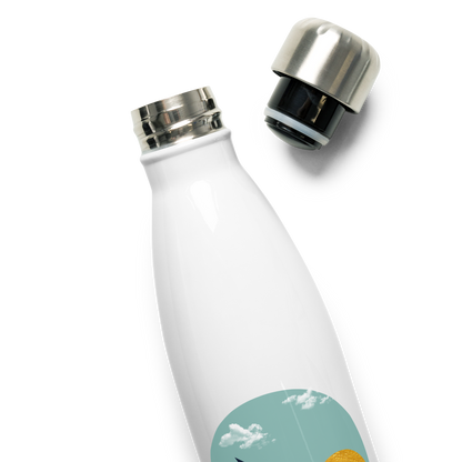 Daring Sunset stainless steel water bottle with vibrant sailboat design, ideal for gym or hike.