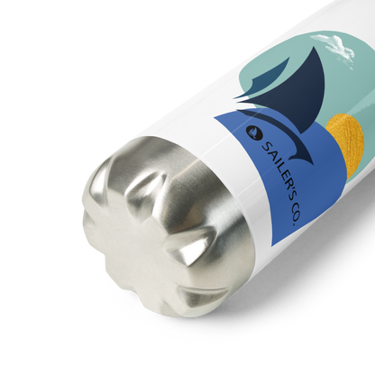 Daring Sunset stainless steel water bottle with vibrant sailboat design, ideal for gym or hike.