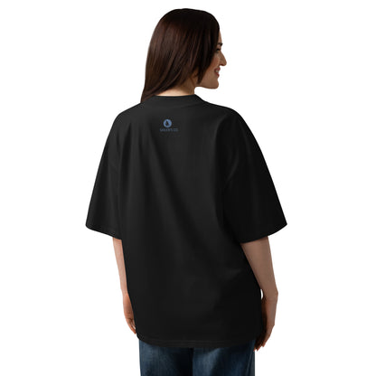Daring Sunset Circle Oversized T-Shirt in Black, back view