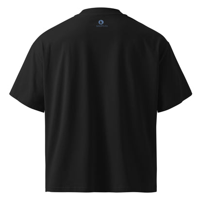 Daring Sunset Circle Oversized T-Shirt in Black, back view (2)