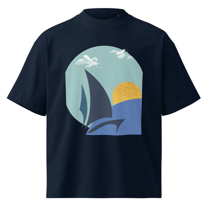 Daring Sunset Circle Oversized T-Shirt in Black, front view (2)