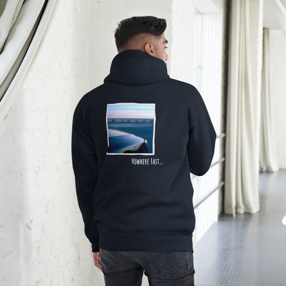 No Limits Nowhere Fast Fleece Premium Hoodie in Navy Blazer, back view on model