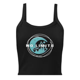No Limits Crop Tank Top in Solid Black Blend, front view