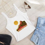 Daring Red Mountains Crop Tank Top in Solid Black Blend, front view